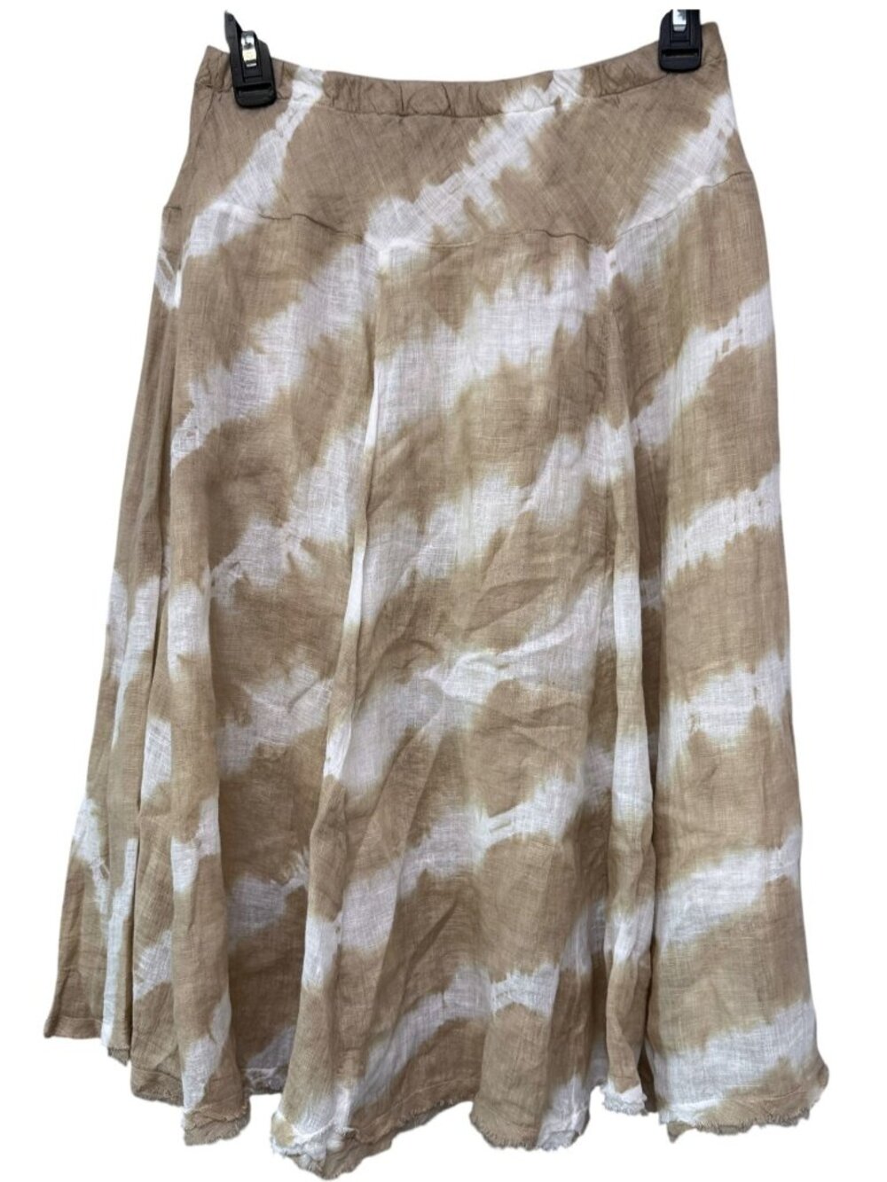 Luna Luz Linen Skirt Size Small Beige Tie Dye Gauze Boho Elastic Waist